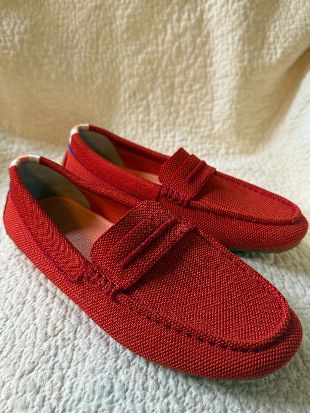 Rothy’s The Driver Clementine Red Orange Knit Loafers Women’s Size 6.5